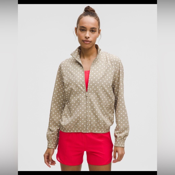 lululemon athletica Jackets & Blazers - NWT Lululemon Adapted State Track Jacket, Simple Polka White Sheer Oak, Size 6